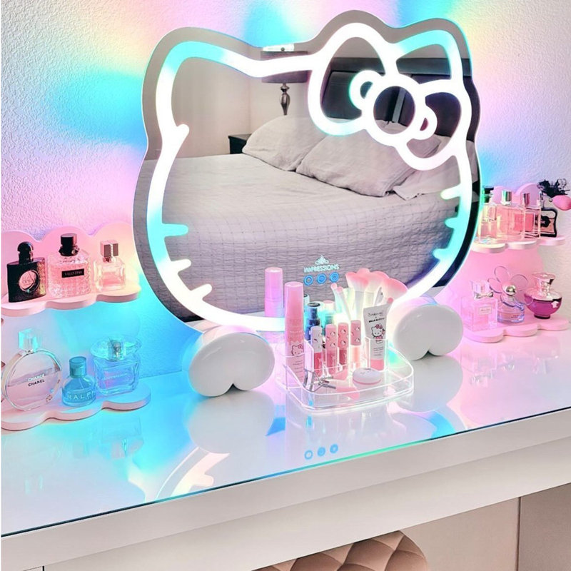 Hello kitty led makeup mirror top